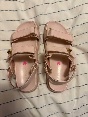 Steve Madden Girls' Blush Pink Strappy Sandals with Gold Accents